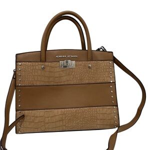 Adrienne Vittadini Brown Croc-Embossed Satchel